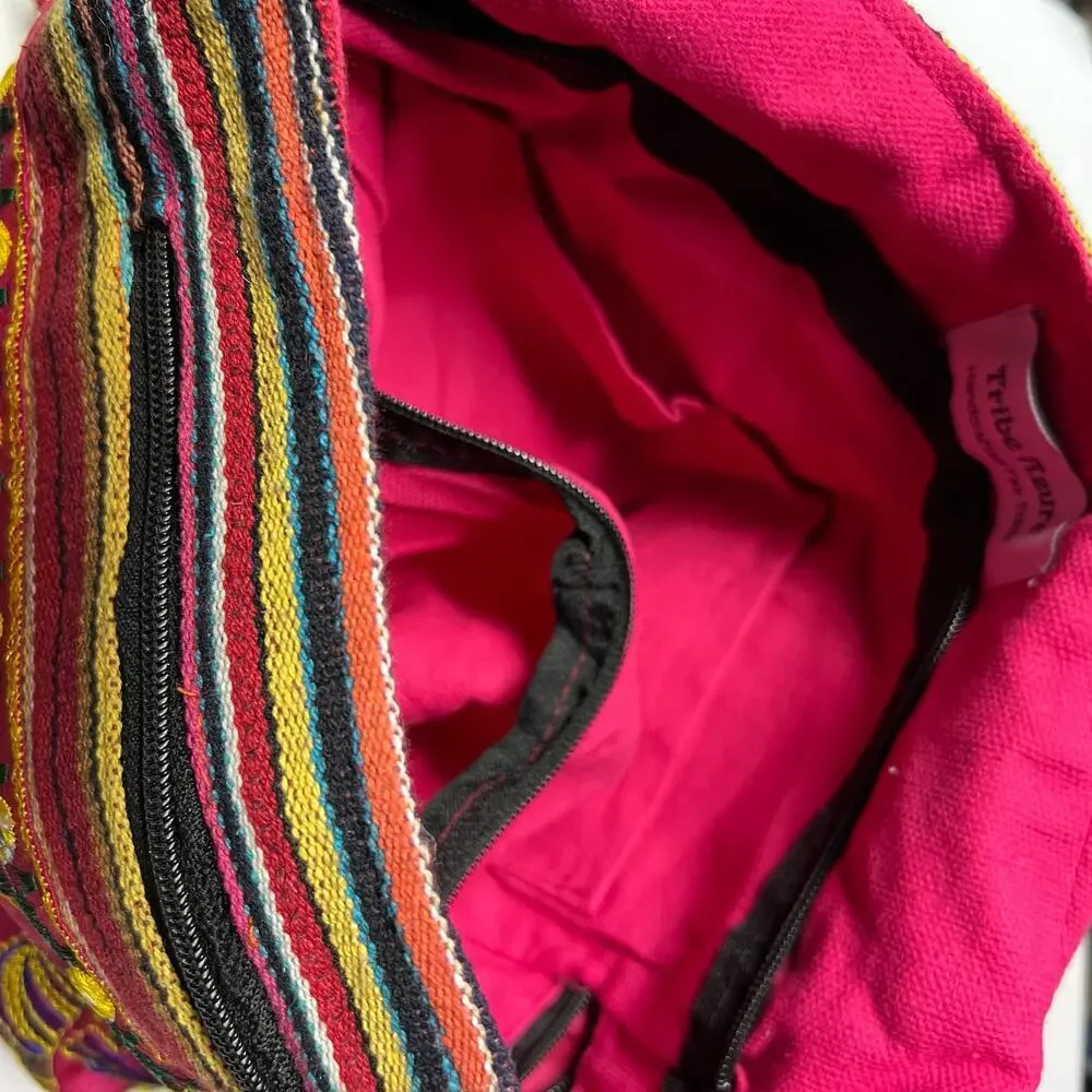 Tribe Azure Colorful Knit Crossbody Shoulder Bag Boho Hippie Festival Vacation